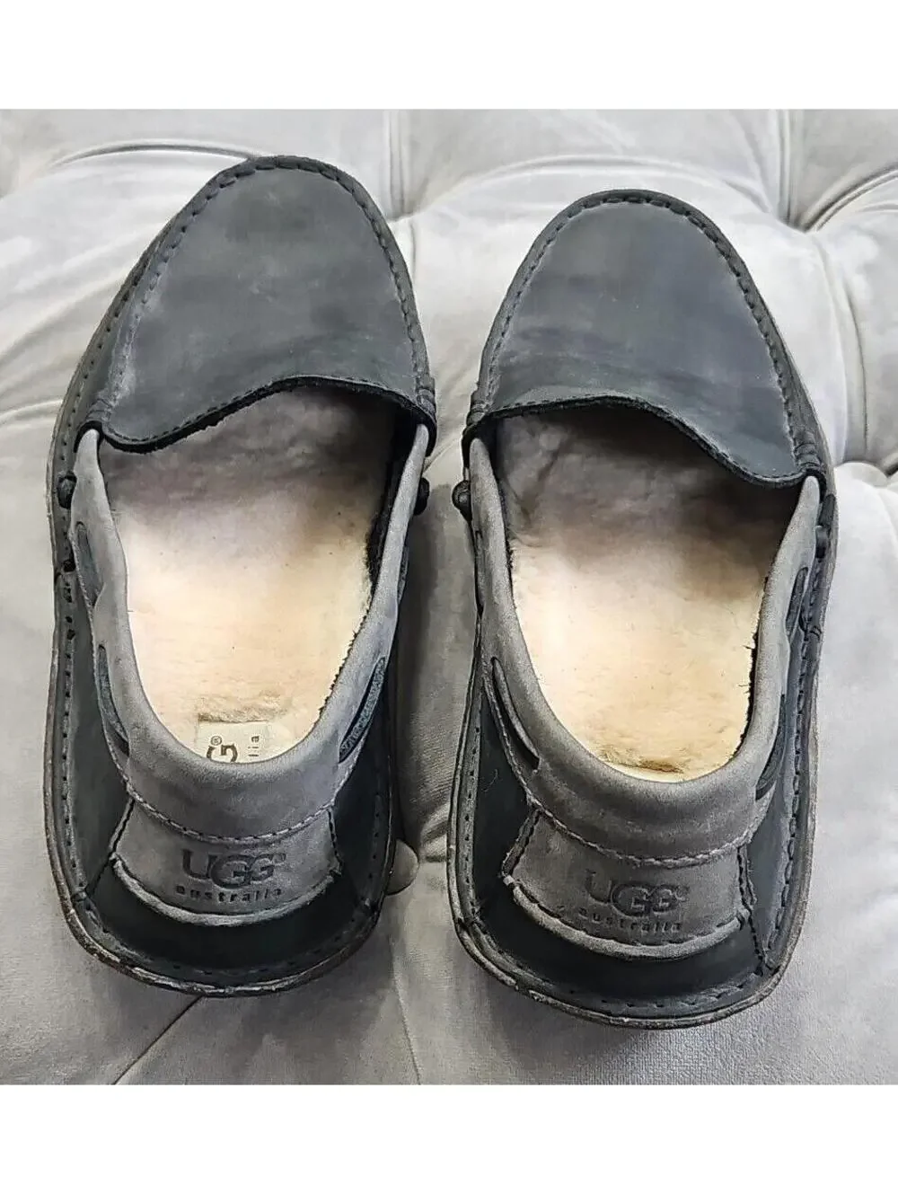 UGG Australia 1005715 Gray Suede Boat Shoes Loafers Mens Flats Slippers 10